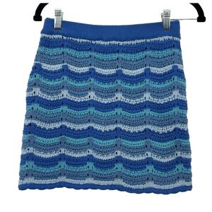 Cotton On Crochet Knit Wavy Stripe Mini Skirt Boho Grannie Vacation cover up XS